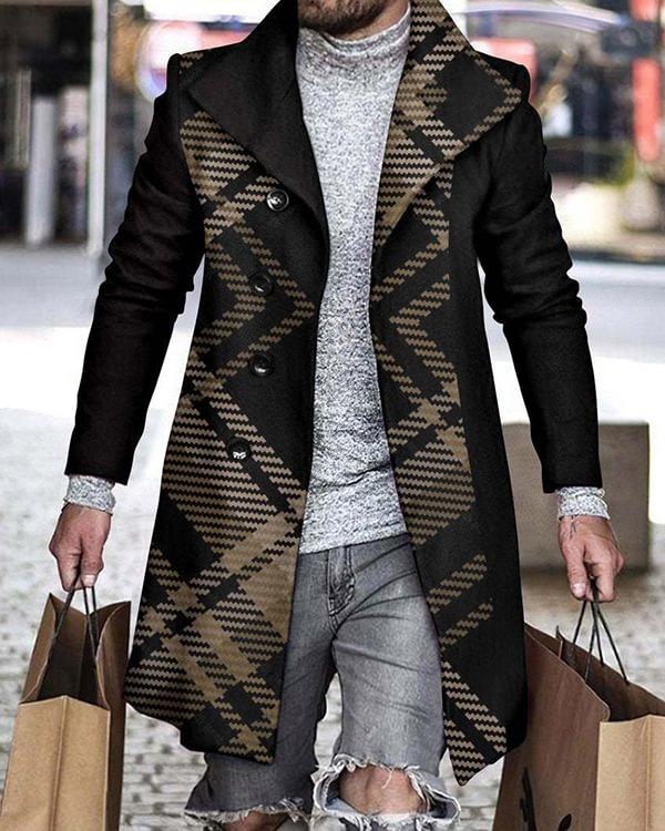 Men's Casual Long Sleeve Mid Length Cardigan Trench Coat