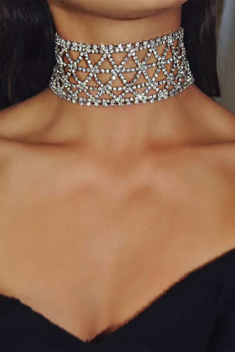 Buy Rhinestone Choker Necklace , Thick Diamond Choker, 16 Rows Crystal  Bridesmaid Choker, Wide Diamante Necklace, Wedding Necklace Online in India  - Etsy