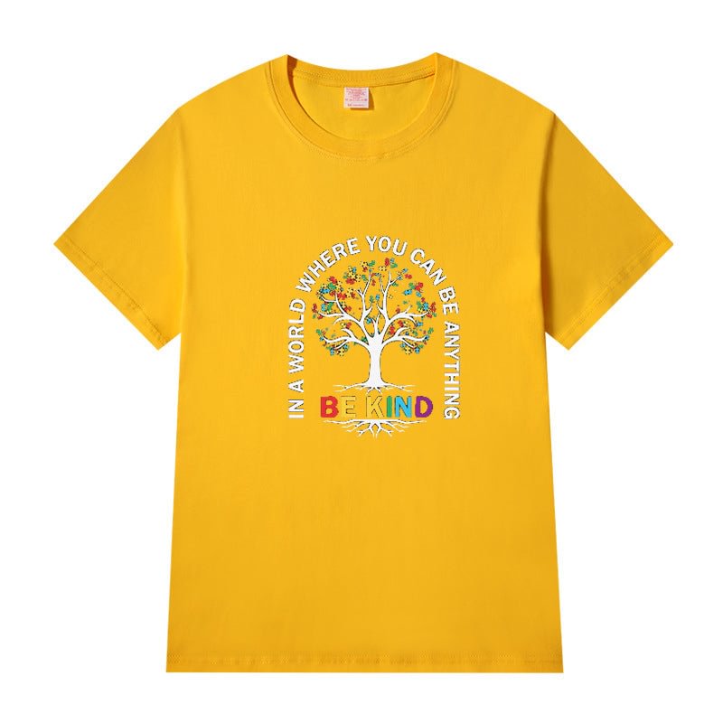 Short Sleeve Crew Neck Be Kind Letter Printed T-shirt
