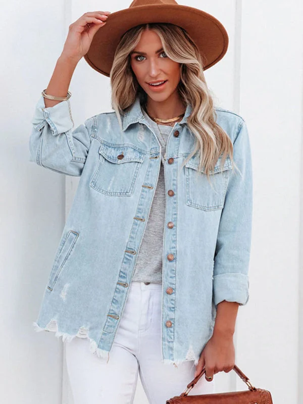The Tuscon Raw Hem Denim  Shirt-Jacket