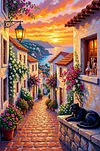 Luxury AB Velvet Diamond Painting Kit - Street Scene