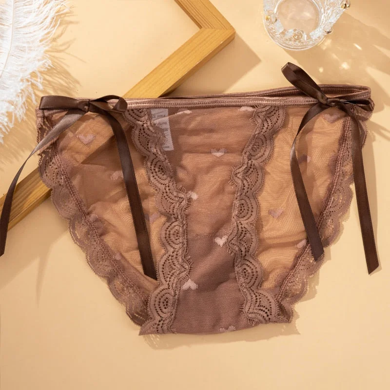 Sexy Lace Panties For Women Underwear Fashion Heart Lingerie Low-Rise Breathable Hollow Out Female Transparent Temptation Briefs