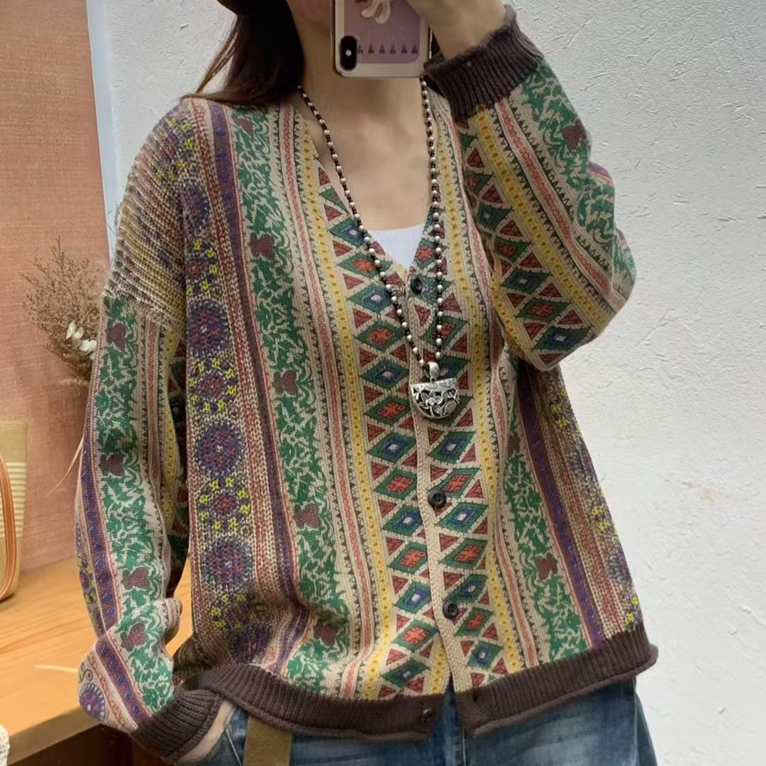 Chicfifth Sweater Women Winter Long Sleeve High Quality Autumn Vintage Top Knitted Cardigan