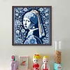 Blue And White Porcelain-Pearl Earring Girl-14CT Stamped Cross Stitch 40*40cm/15.75*15.75in
