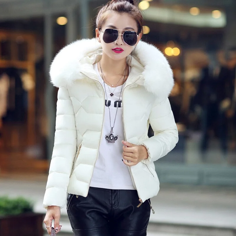 2020 New Women Winter Coat Fake Fur Collar Woman Parka short Outwear Warm Down Cotton Jacket Winter Jacket Female Coat plus size