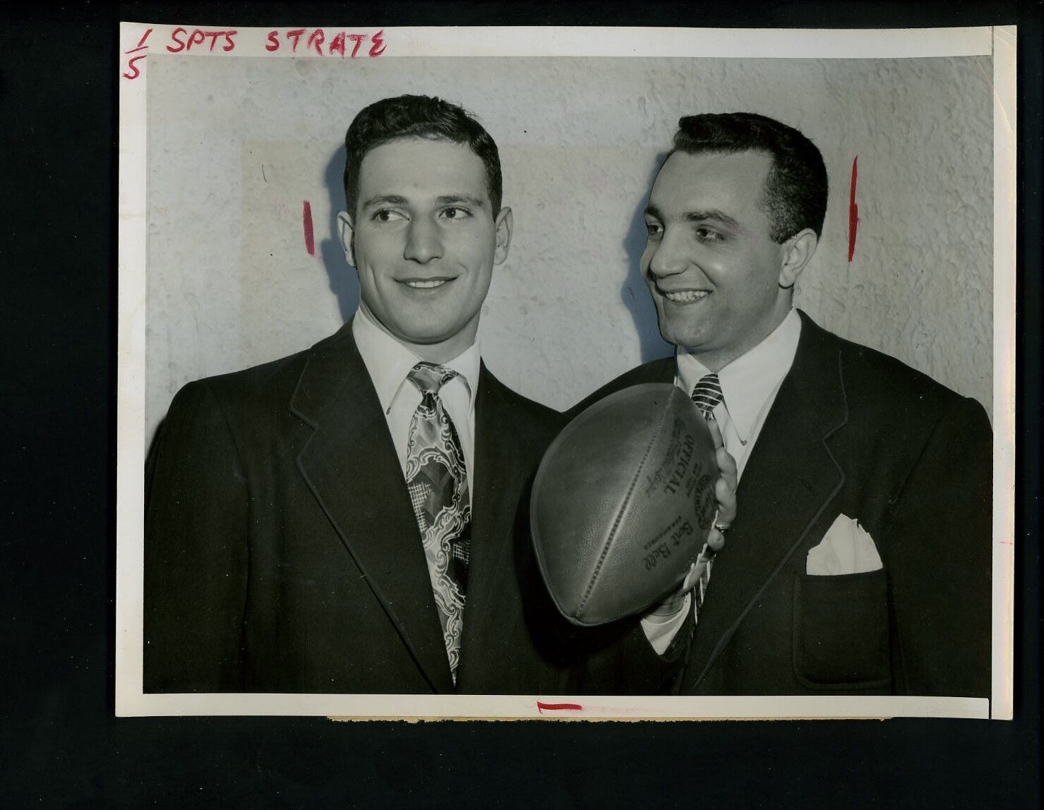 Tony Skippy Minisi & Paul Governali 1948 Press Photo Poster painting New York Giants