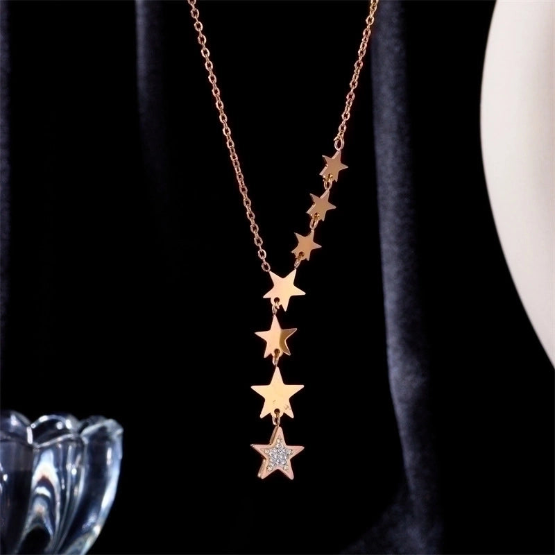 304 Stainless Steel 18K Gold Plated Fashion Star Necklace