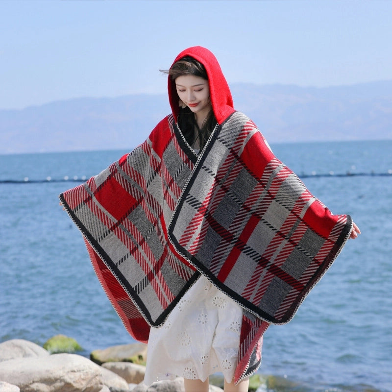 Ethnic Style Hooded Shawl Cloak Lijiang Xinjiang Tibet Northwest Tourism Wear Photograph Warm Outer Cape