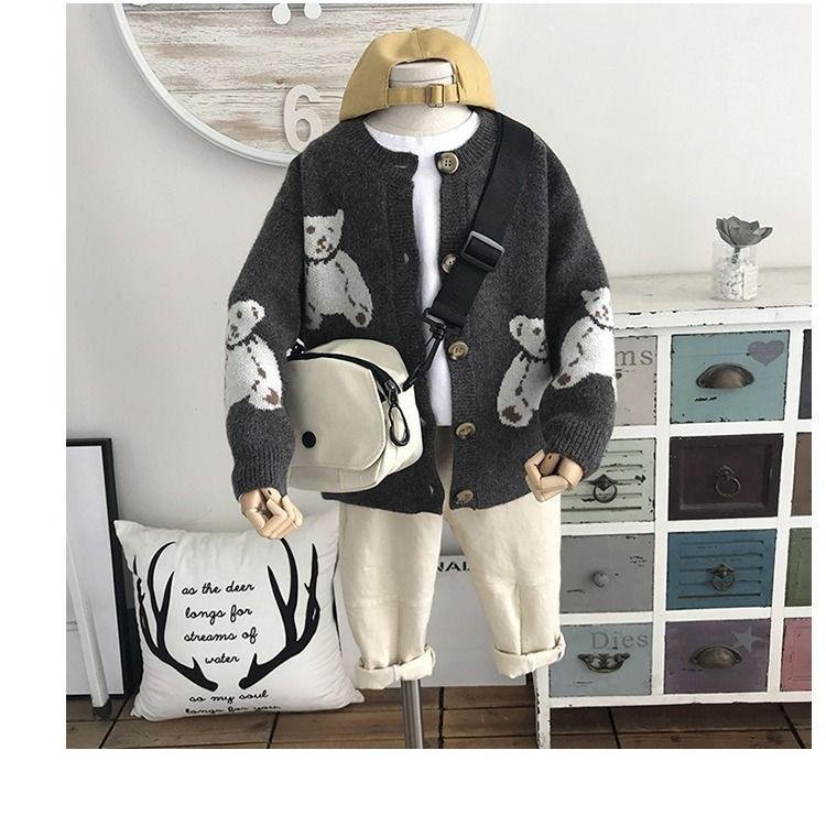Baby boys and girls Cardigan sweater 2-11years autumn and winter Cartoon jacquard knitting outwear children's clothing christmas