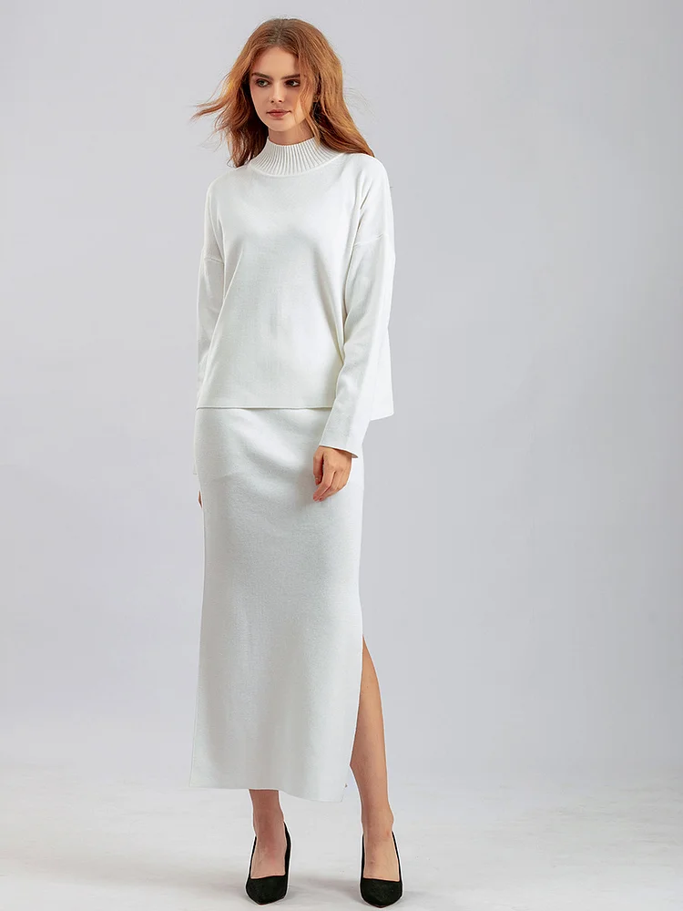 PASUXI Women's 2 Piece Outfits Sweater Skirt Sets huanwei