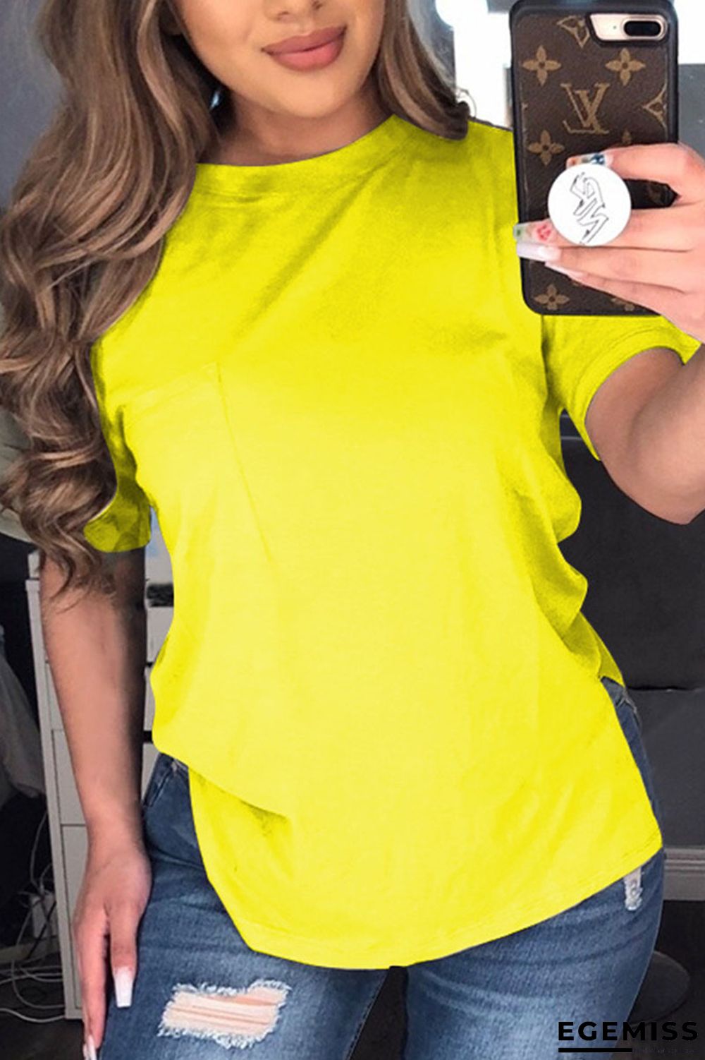 Yellow Fashion Casual Loose Short-sleeved T-shirt | EGEMISS