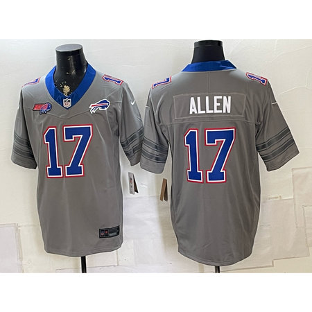 Men's Buffalo Bills #17 Josh Allen Nike Gray Vapor F.U.S.E. Limited Jersey I2CS