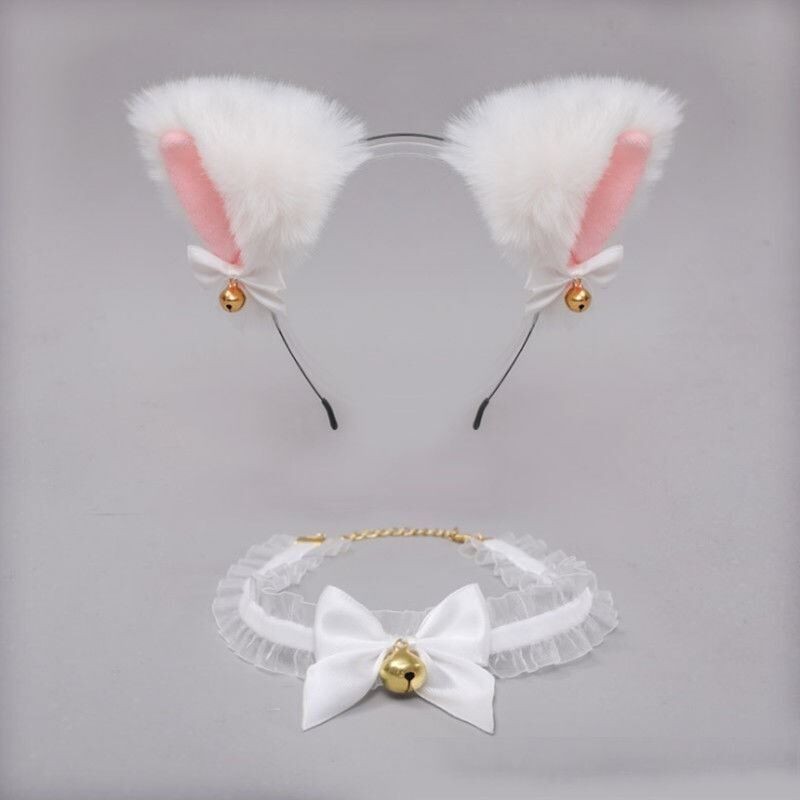 Lovingerie - Cat Ear Headband Bell Necklet Set