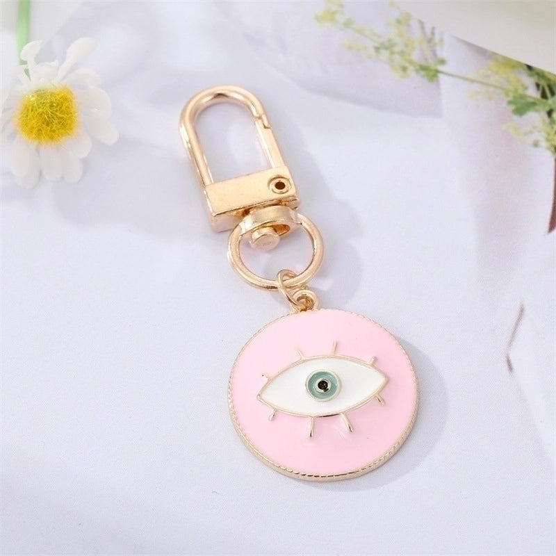 5 Pieces Fashion Colorful Oil Eyelash Eye Keychain Drill Patch Pendant Accessories