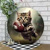 Cat With Rugby - Round Wooden Signs(12*12Inch)