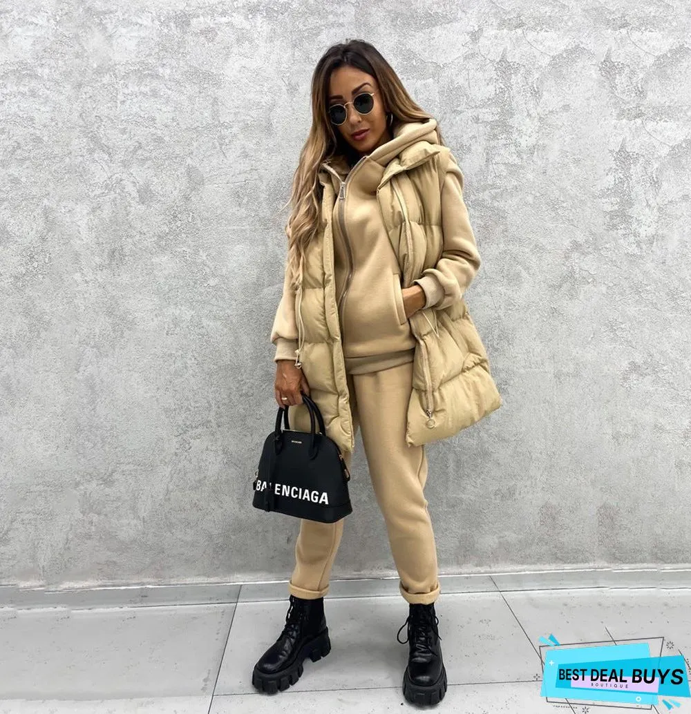 Drawstring Waist Zip Up Gilet Puffer Jacket