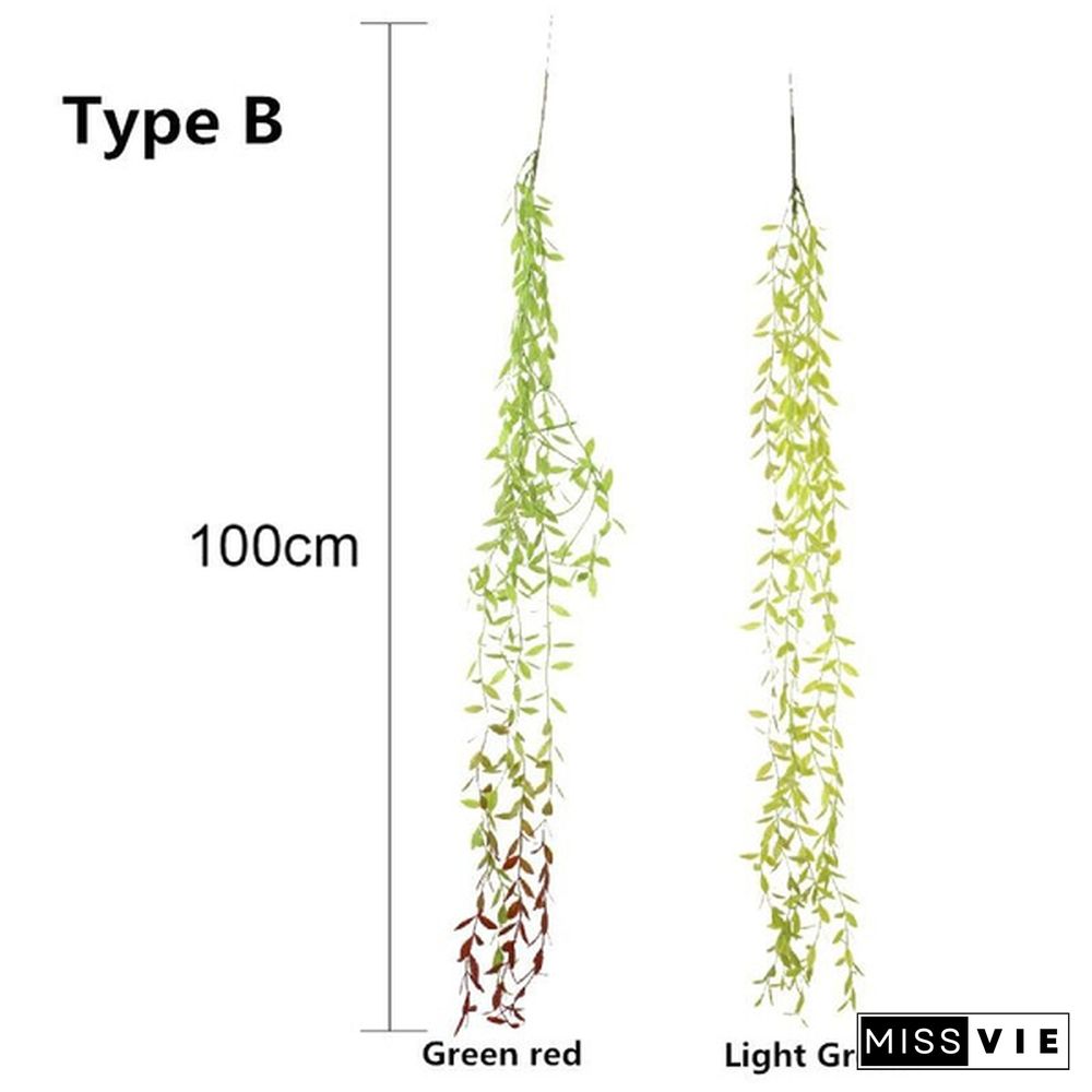 170/100 cm Artificial Willow Leaves Garland Faux Wreath Wedding Backdrop Home Wall Decor 10/8/5/4/2/1 pcs