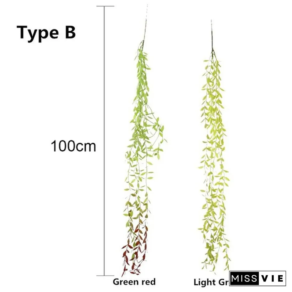 170/100 cm Artificial Willow Leaves Garland Faux Wreath Wedding Backdrop Home Wall Decor 10/8/5/4/2/1 pcs