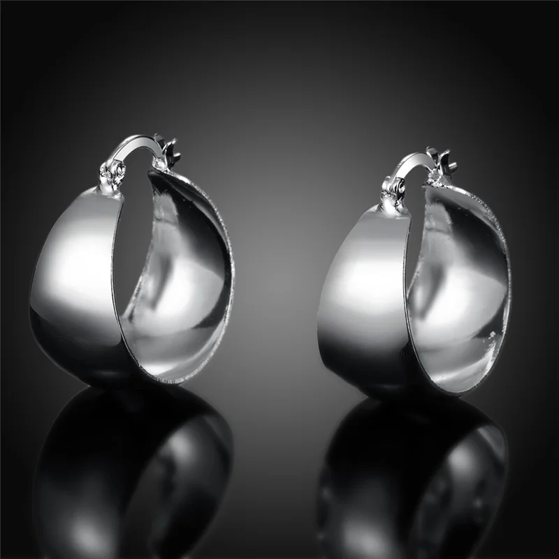 DOTEFFIL 925 Sterling Silver Smooth Convex Stud Earrings For Woman Jewelry
