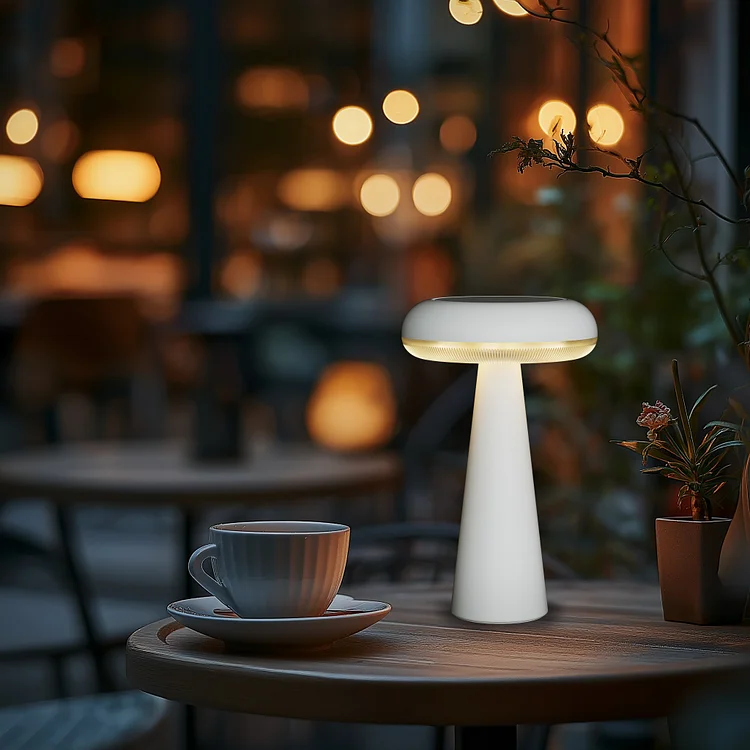 GRANDPATIO  Mushroom-shaped Solar Table Lamp with USB Port and Multi-Mode Lighting