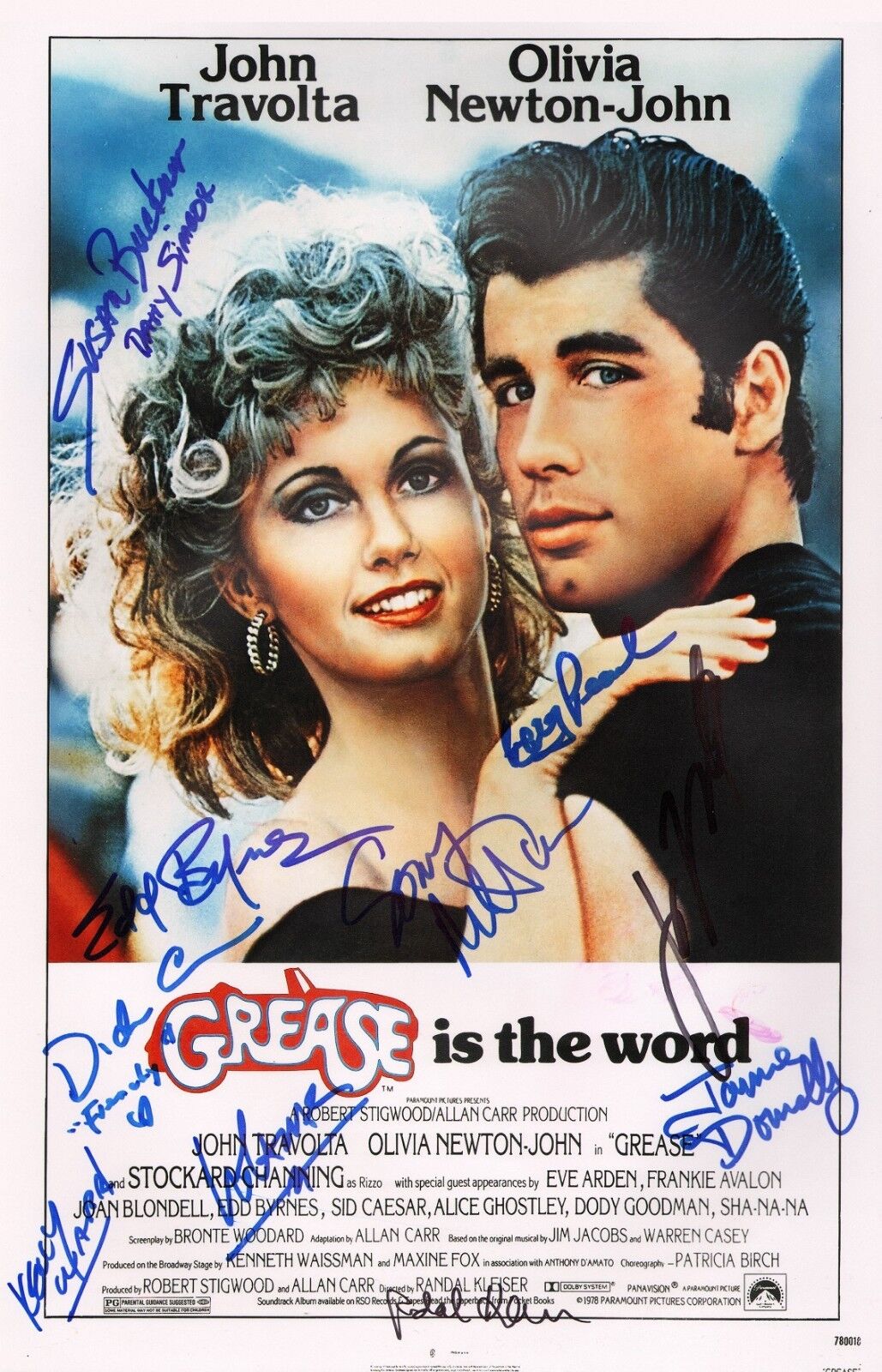 ~ GREASE Cast x10 Authentic Hand-Signed John Travolta