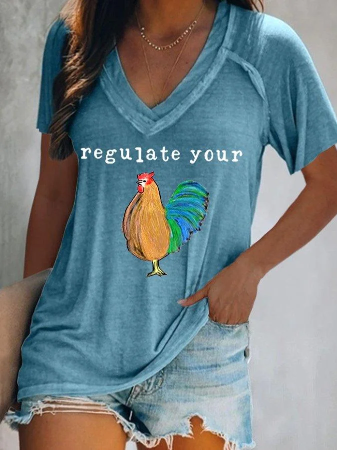 Women's The ORIGINAL Regulate Your C*ck, Abortion Is Healthcare Double-Layer V-Neck Tee