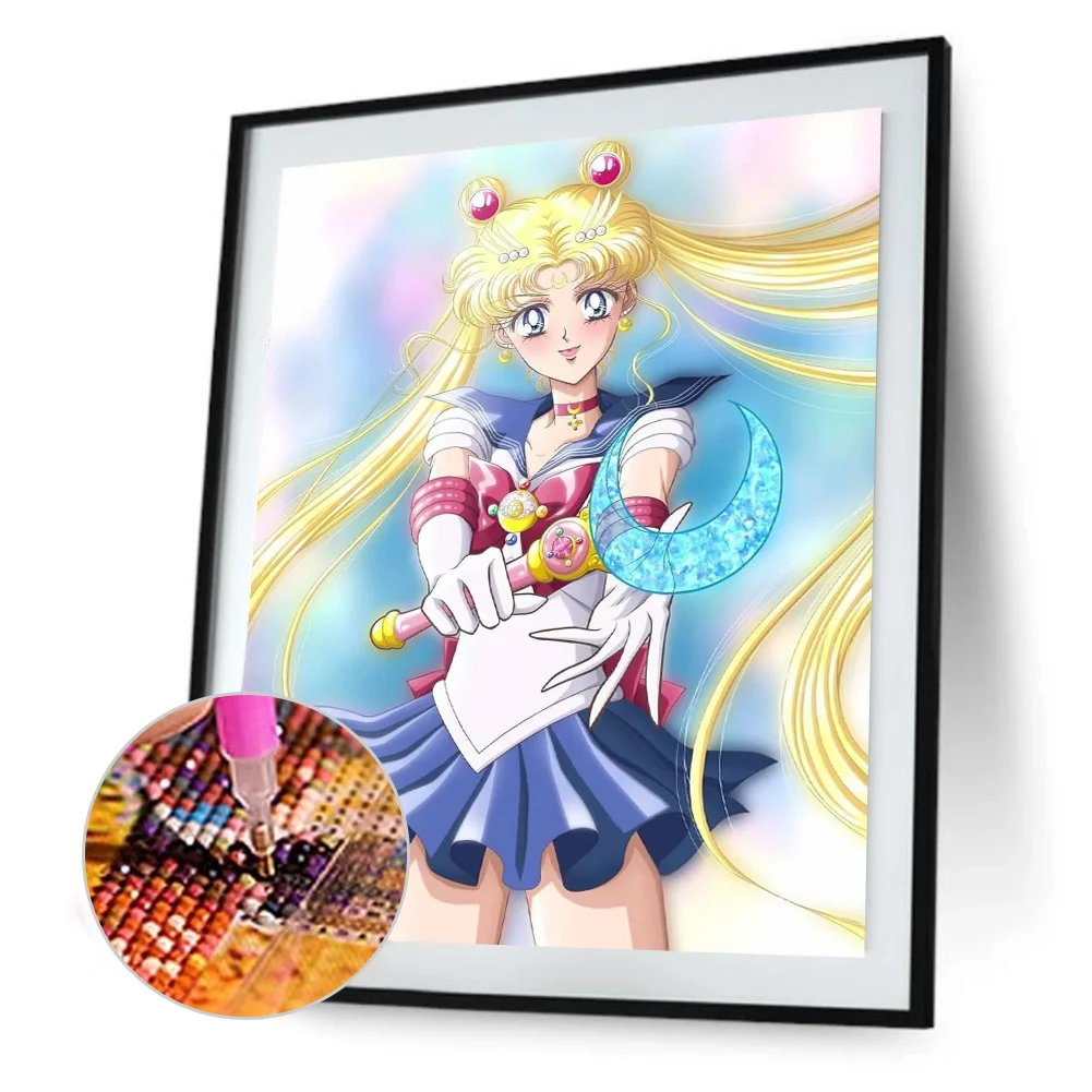 Cartoon Anime Lady Diamond Painting Without Frame, 40*40cm, Diy