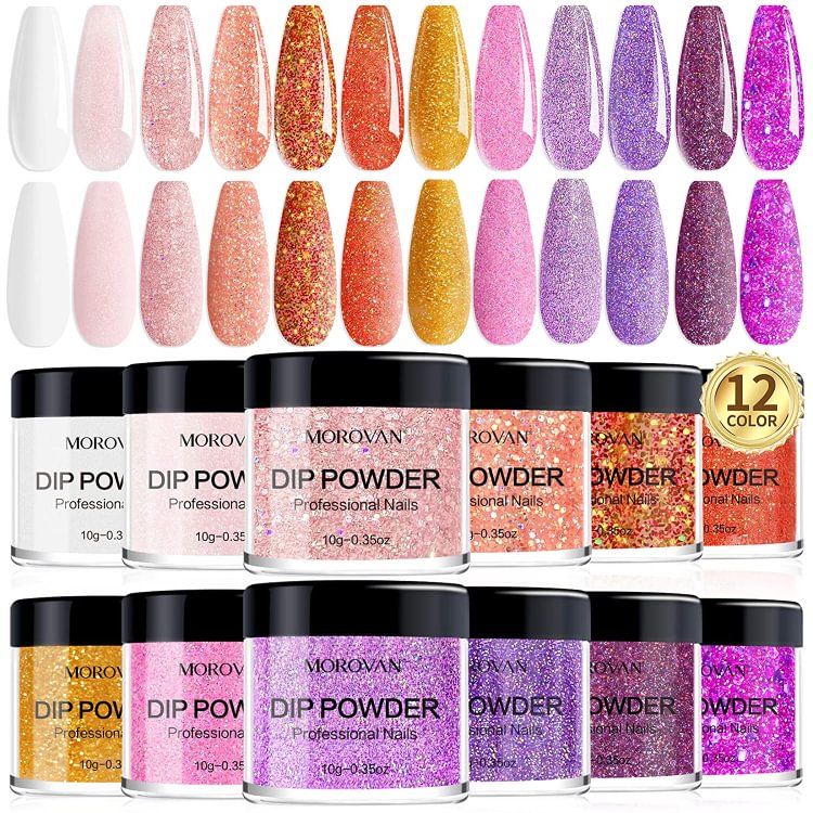 Morovan 12 Colors Dip Powder Nail Kit DPM21-A1