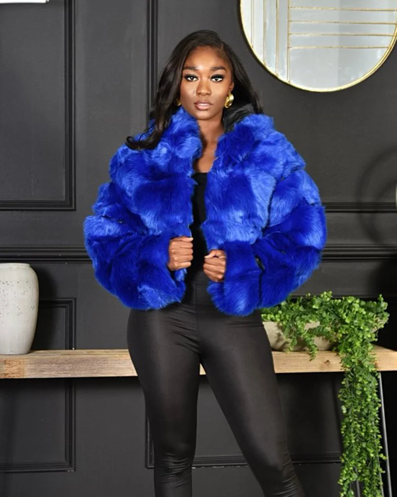 FAUX FUR HOODED JACKET(SIZE S~5XL)