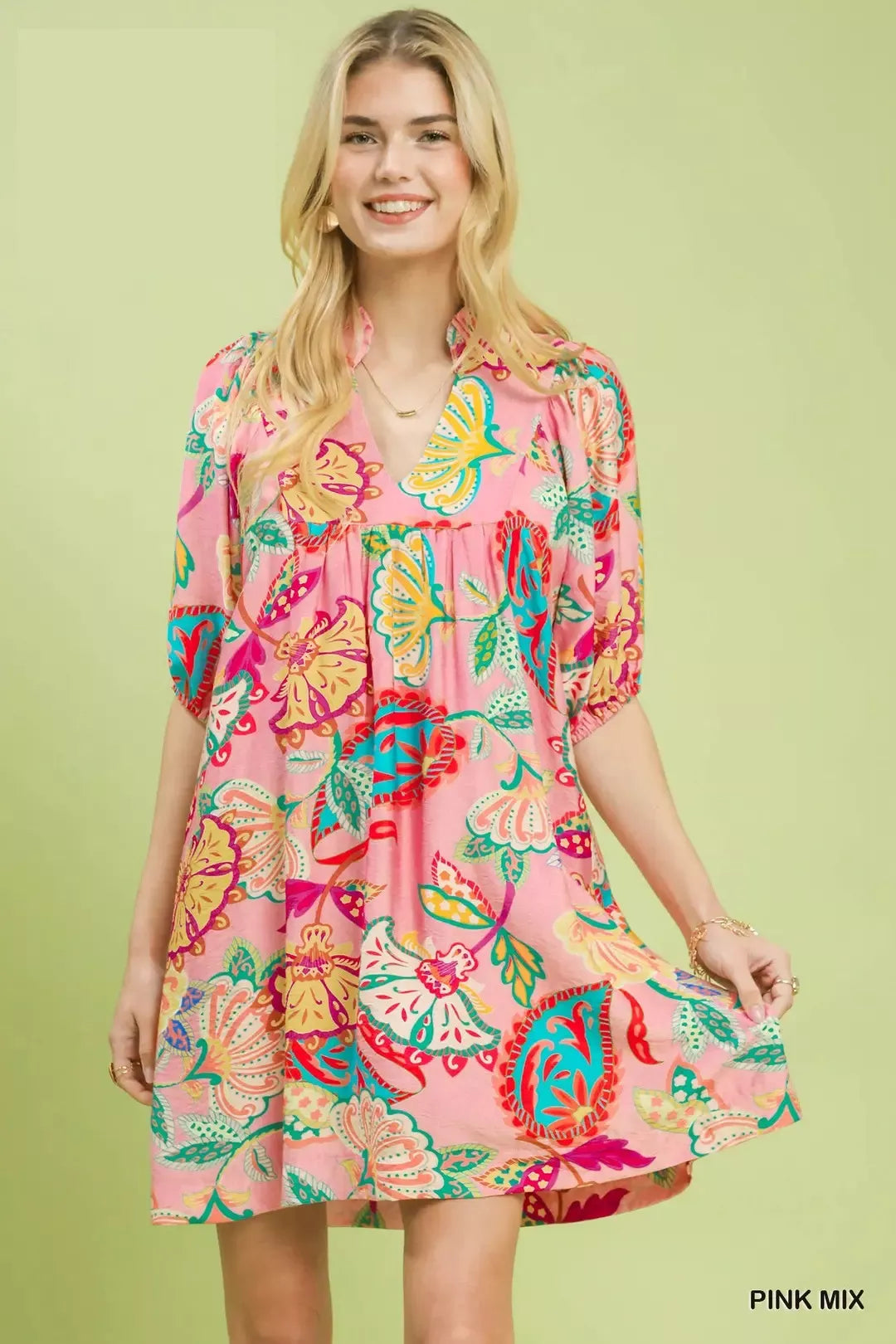 Umgee Paisley Print Mini Dress mysite idetrend