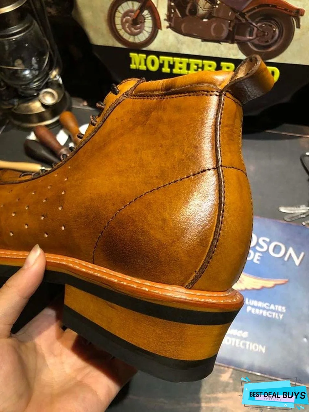 Vintage Genuine Leather Boots Full Grain Ankle Designer Shoes Men High Quality Fall Booties Short Brown Lace Up