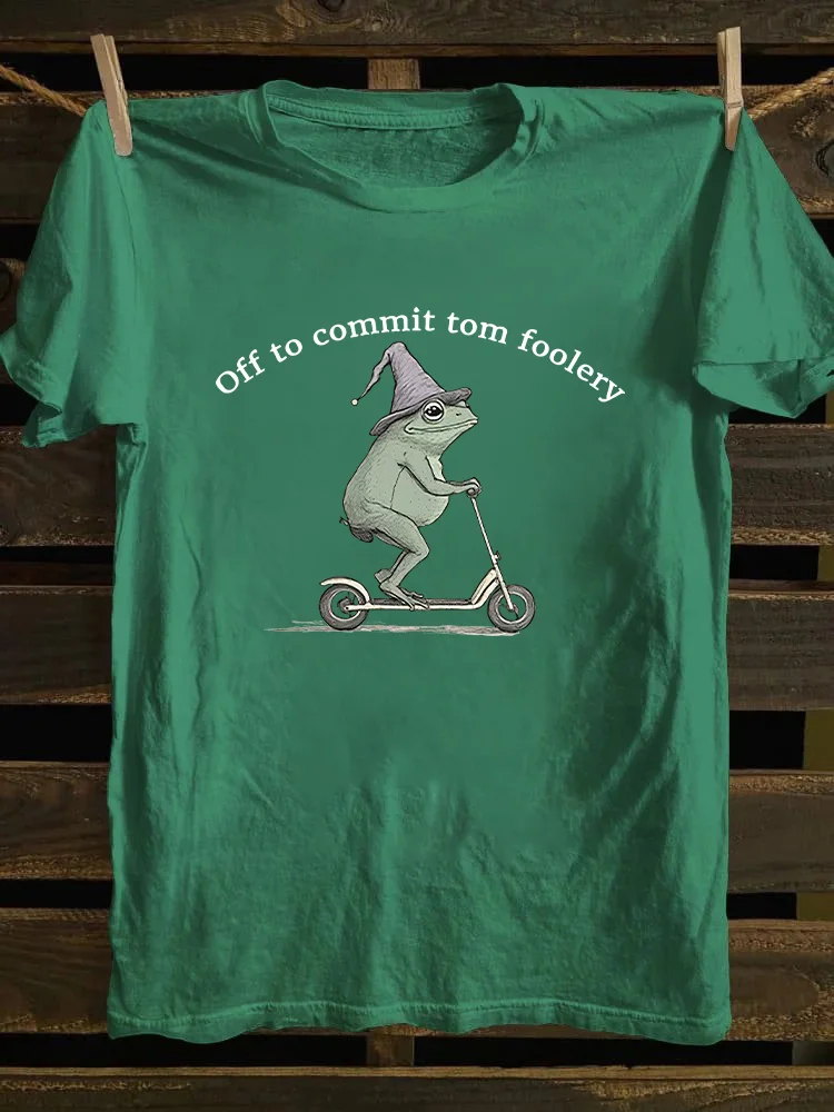 Off To Commit Tom Foolery Frog T-shirt