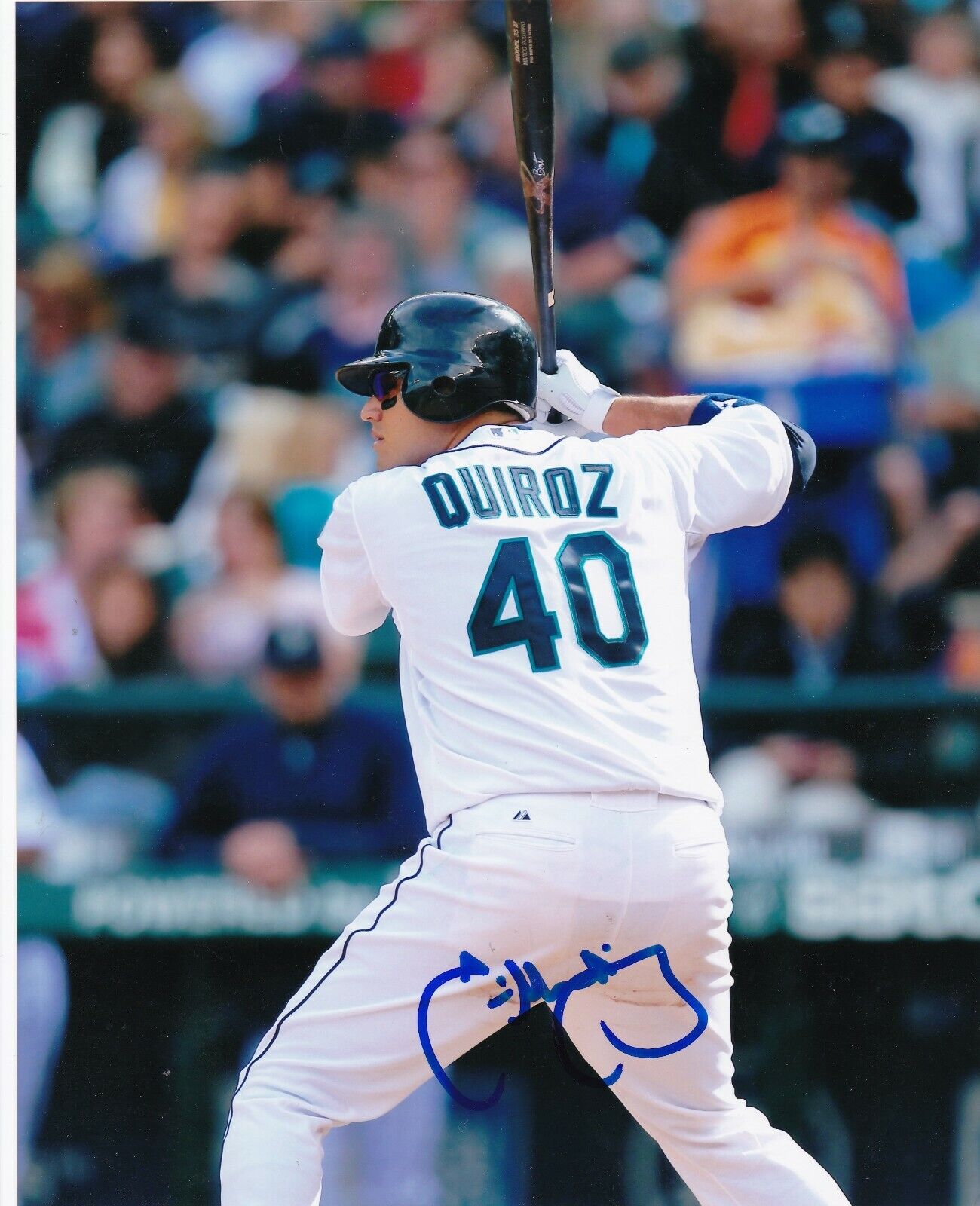 GUILLERMO QUIROZ SEATTLE MARINERS ACTION SIGNED 8x10