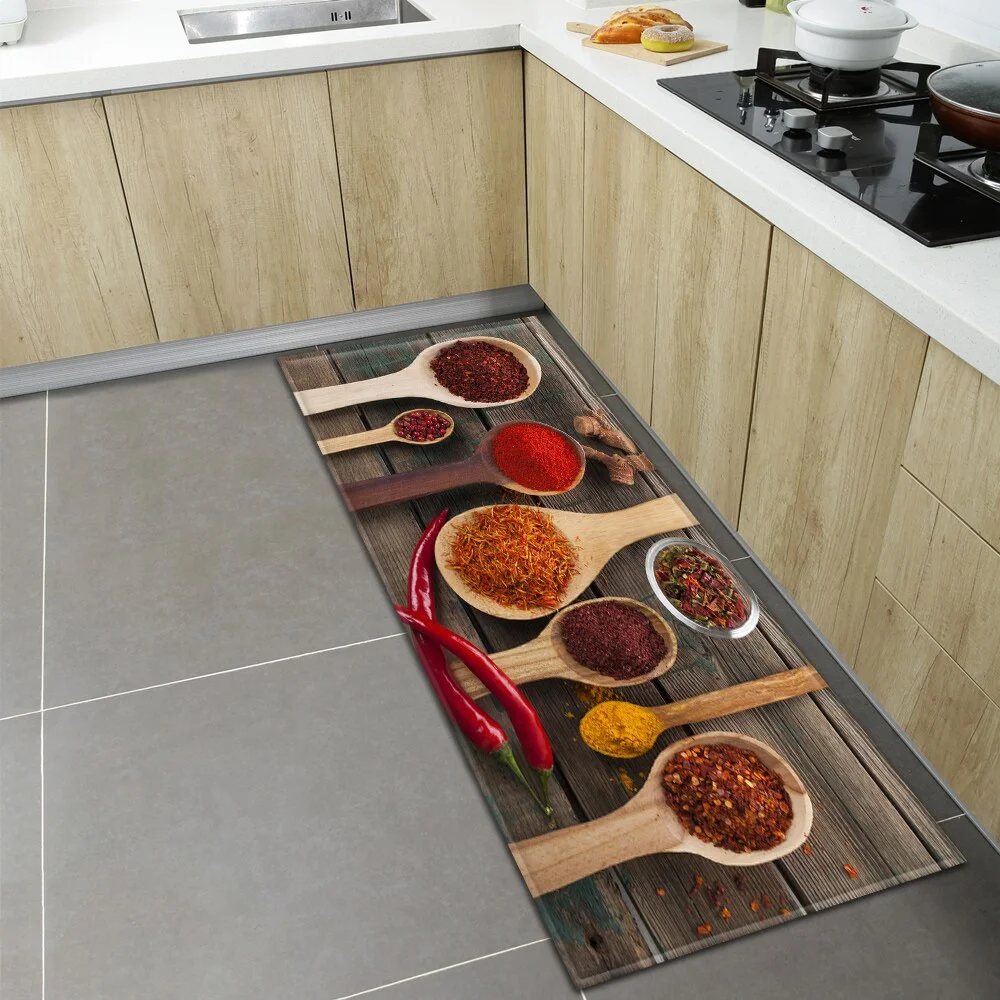 Spices Kitchen Mat Home Entrance Doormat Hallway Balcony Bathroom Anti-Slip Rug Bedroom Living Room Floor Decoration Long Carpet