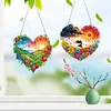 (US Local)3Pcs Sunrise Peacock Girl Diamond Painting Hanging Pendant for Garden Window