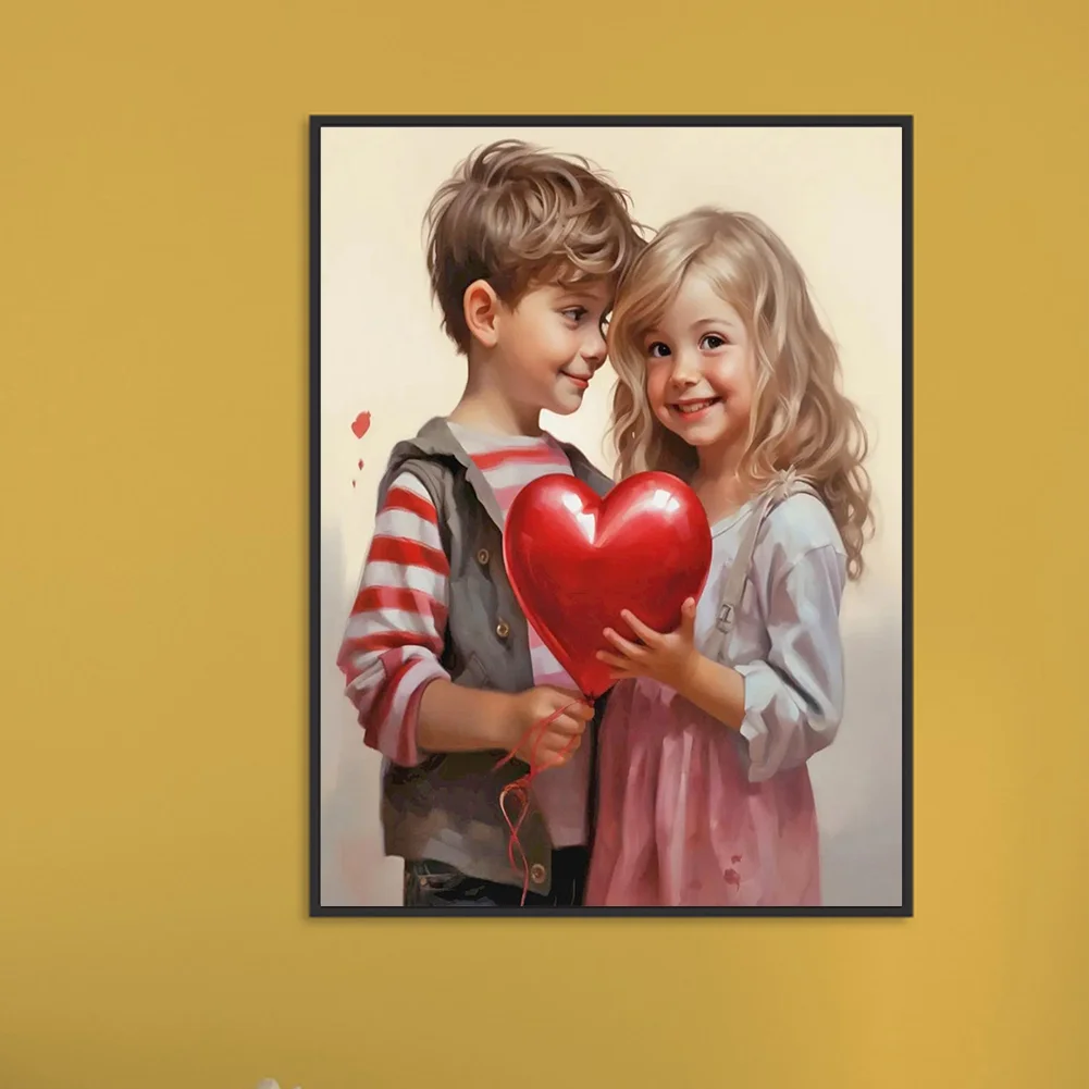 Diamond Painting - Full Round Drill - Kid Sweet Couple(Canvas|30*40cm)