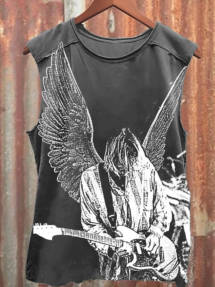 Teecade Teecade Angel Music Vintage Art Print Tank Top