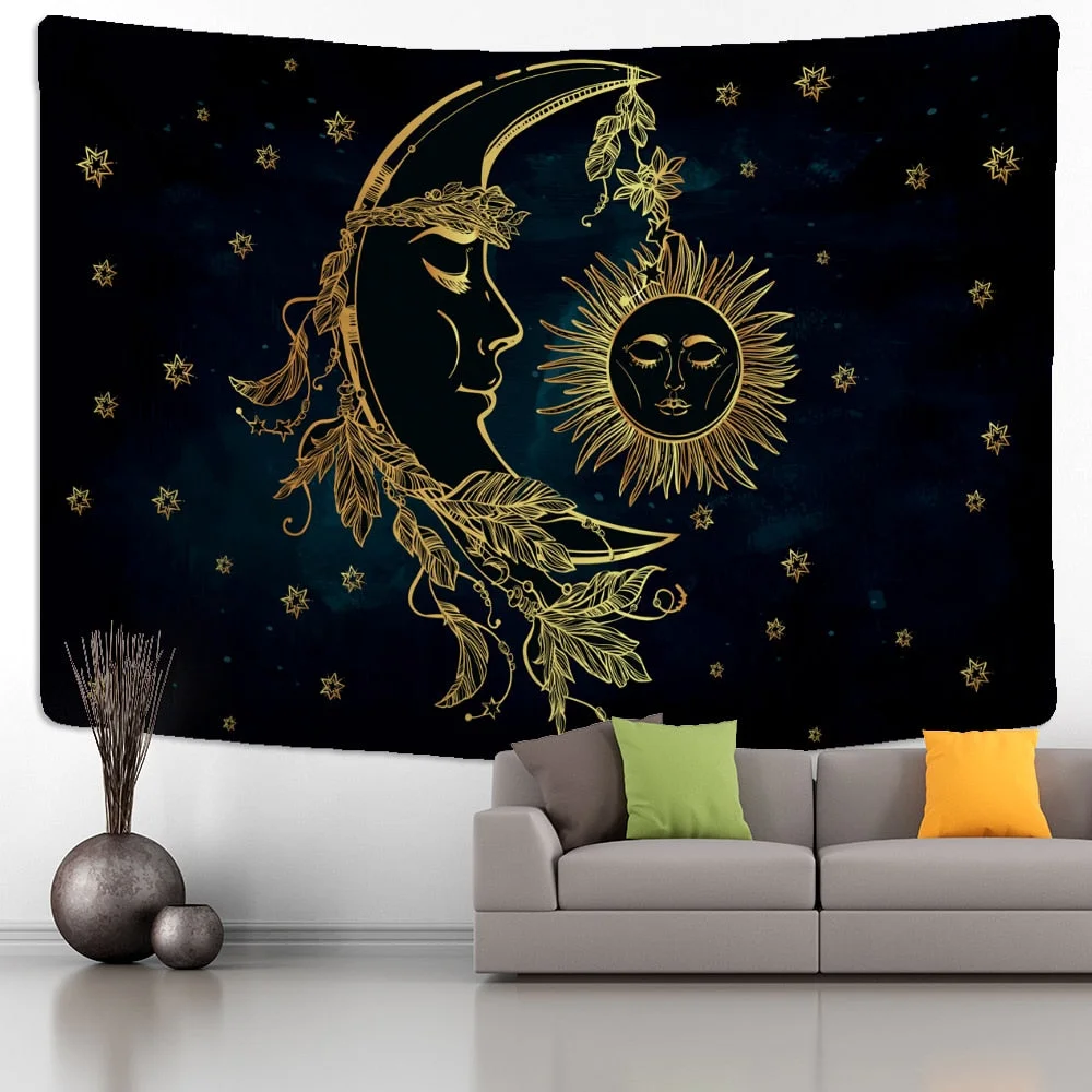 Cat Mysterious Tapestry Wall Hanging Bohemian Hippie TAPIZ Witchcraft Bedspread Divination Home Decor