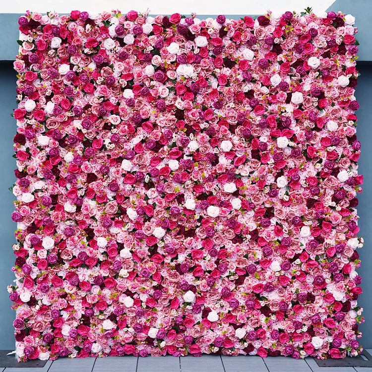 Red White 5D Cloth Flower Wall Wedding Backdrop Props A004 A1835