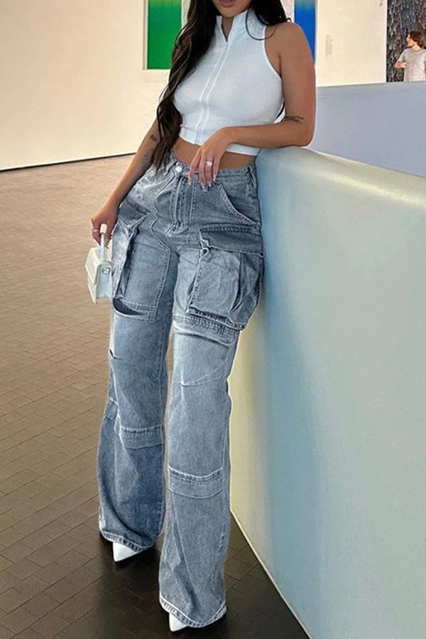 Gradient Hippy Multi Pocket Jeans