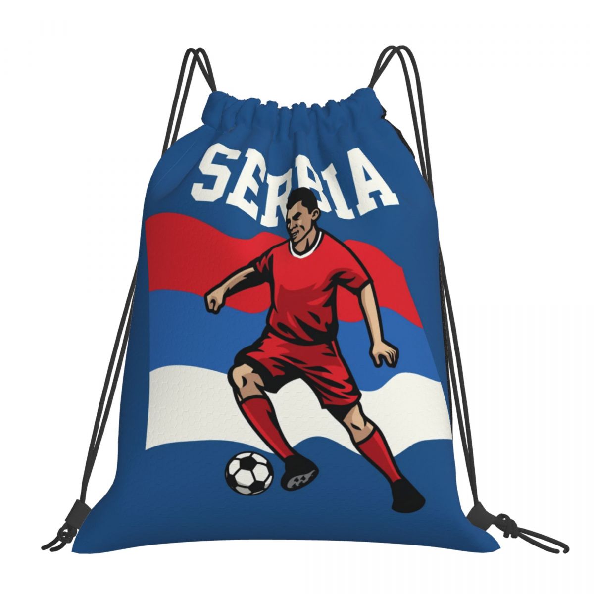 Serbia Soccer Player Unisex Drawstring Backpack Bag Travel Sackpack