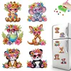 (US Local)6Pcs Acrylic Animals And Flowers Diamond Art Fridge Magnet for Car Mailbox Decor