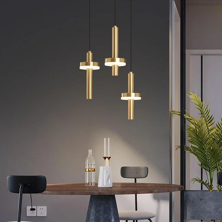 Cylindrical LED Golden Ceiling Chandelier