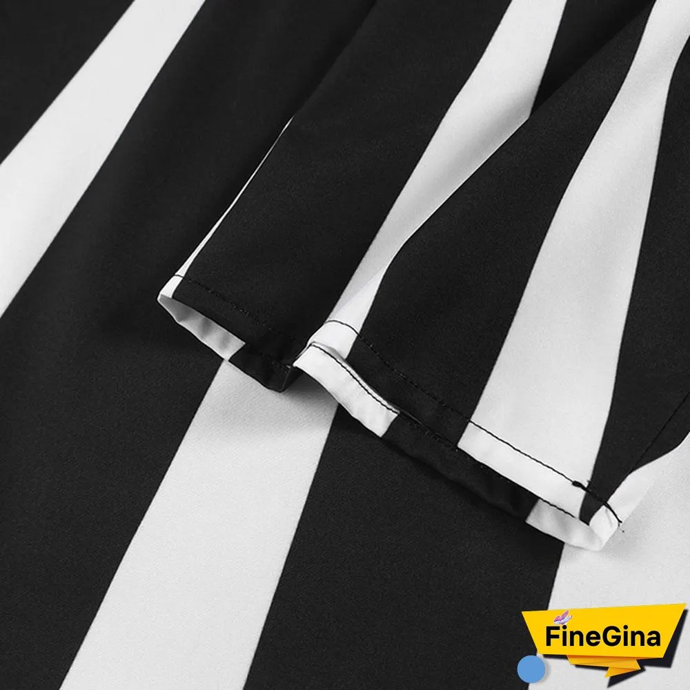 Women's Fashion V Neck 3/4 Sleeve Casual Loose Long Dress Plus Size Striped Dress Vestidos