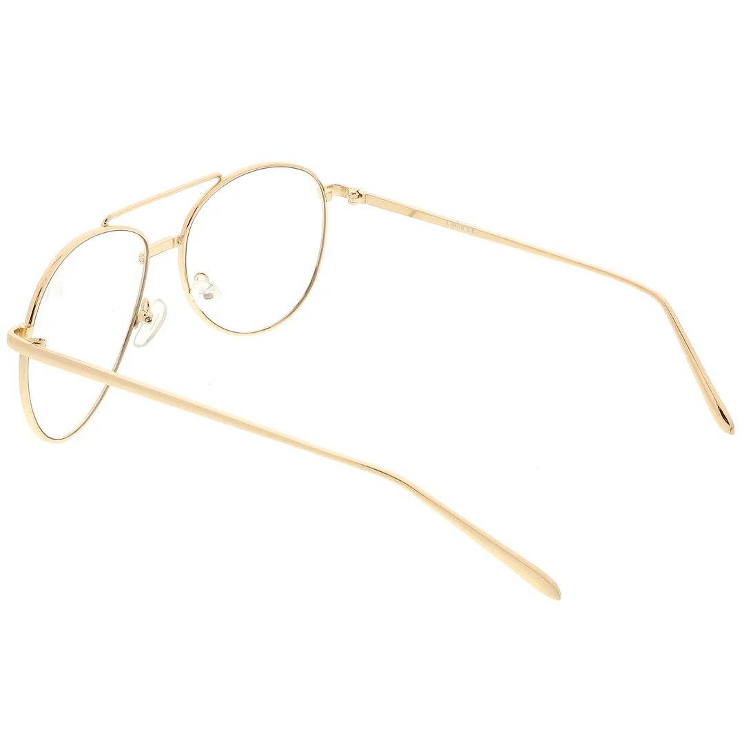 Classic Metal Aviator Eye Glasses Double Nose Bridge Clear Lens 55mm