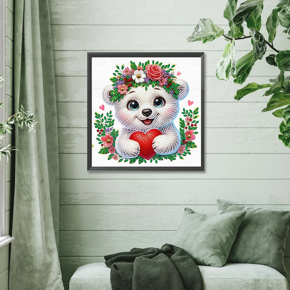 Diamond Painting - Partial Special Shaped Drill - Flowers Bear(Canvas|30*30cm)
