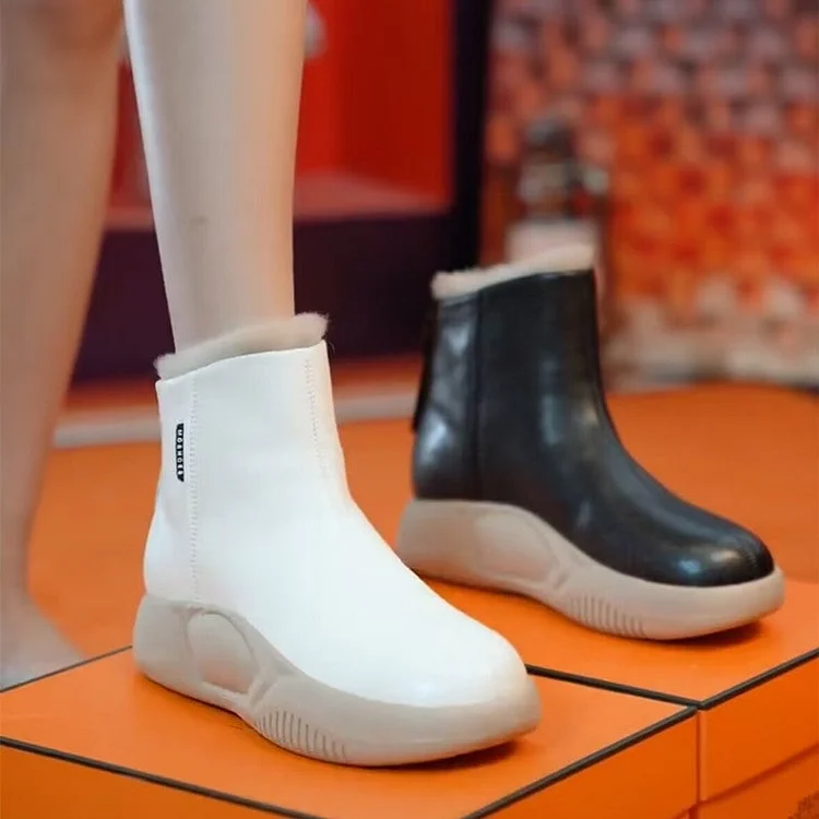 Women's Fleece Ankle Boots Platform Booties