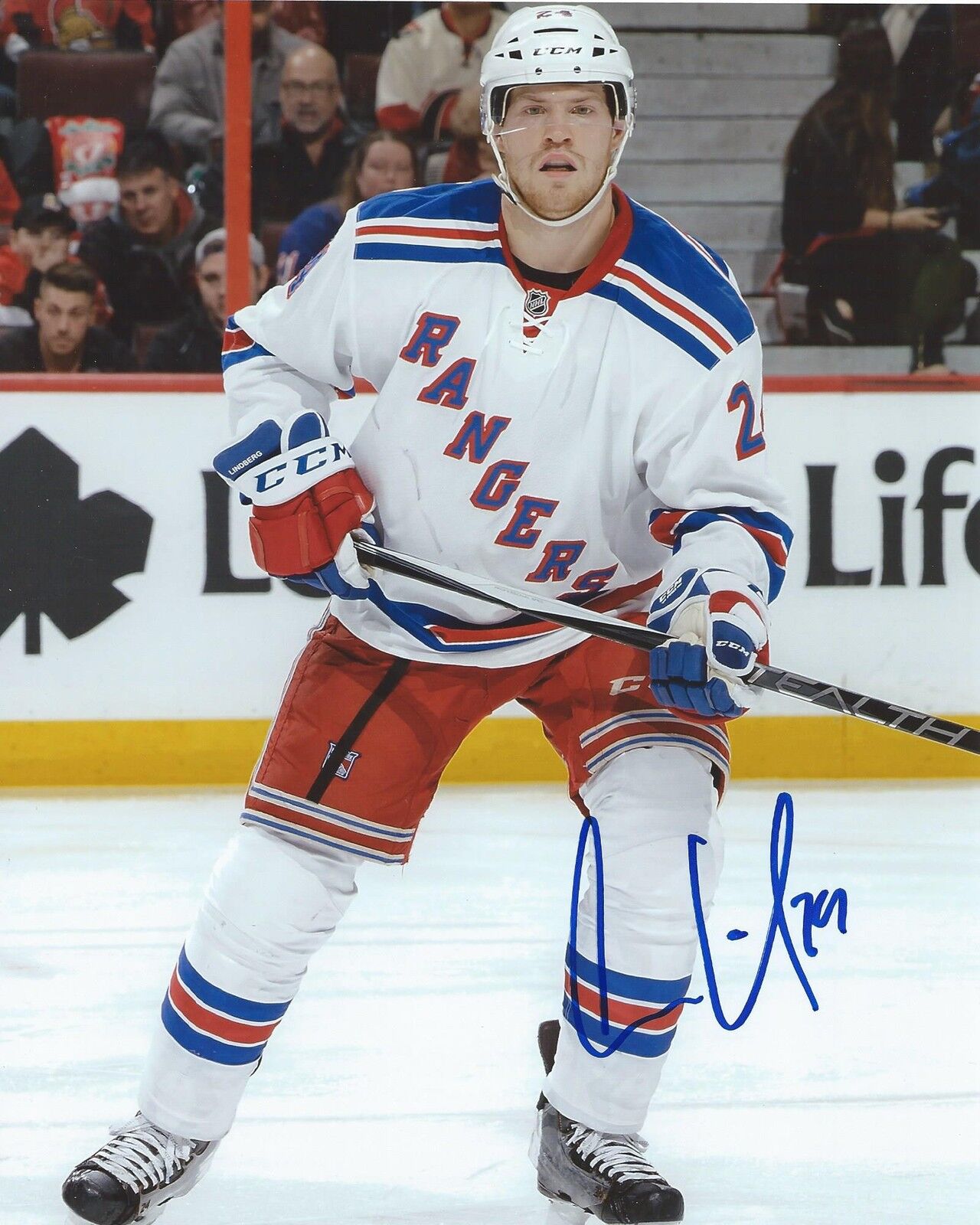 Oscar Lindberg Signed 8x10 Photo Poster painting New York Rangers Autographed COA B