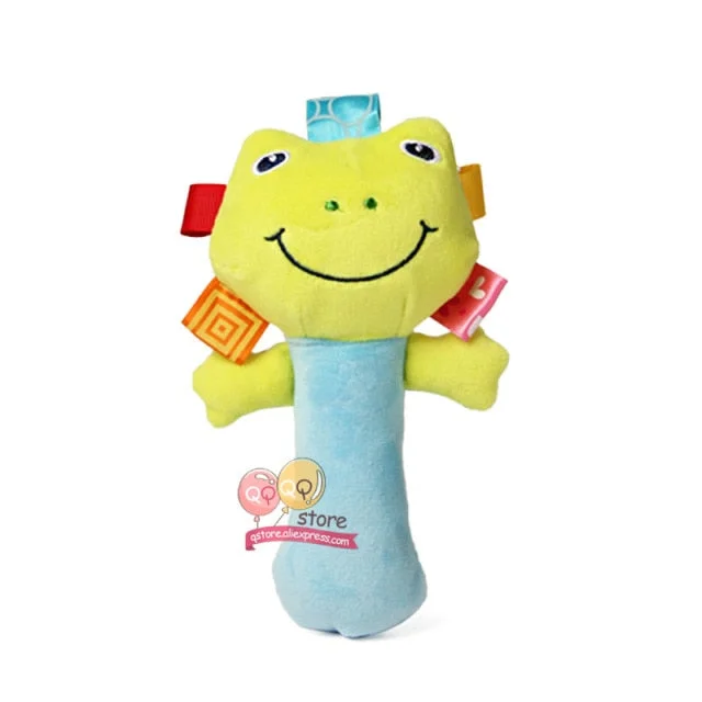 Sozzy Lovely Plush Stuffed Animal Baby Rattle Squeaky Sticks Toys Hand Bells for Children Newborn Gift Comfort 6 Styles Elephant