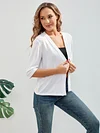 Open Front Solid Cardigan with 3/4 Sleeves, Elegant Spring/Summer Women's Clothing
